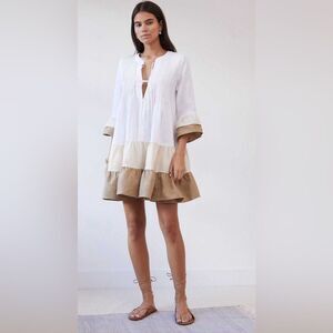 Casa Raki Nina Tiered Organic Linen Dress Small